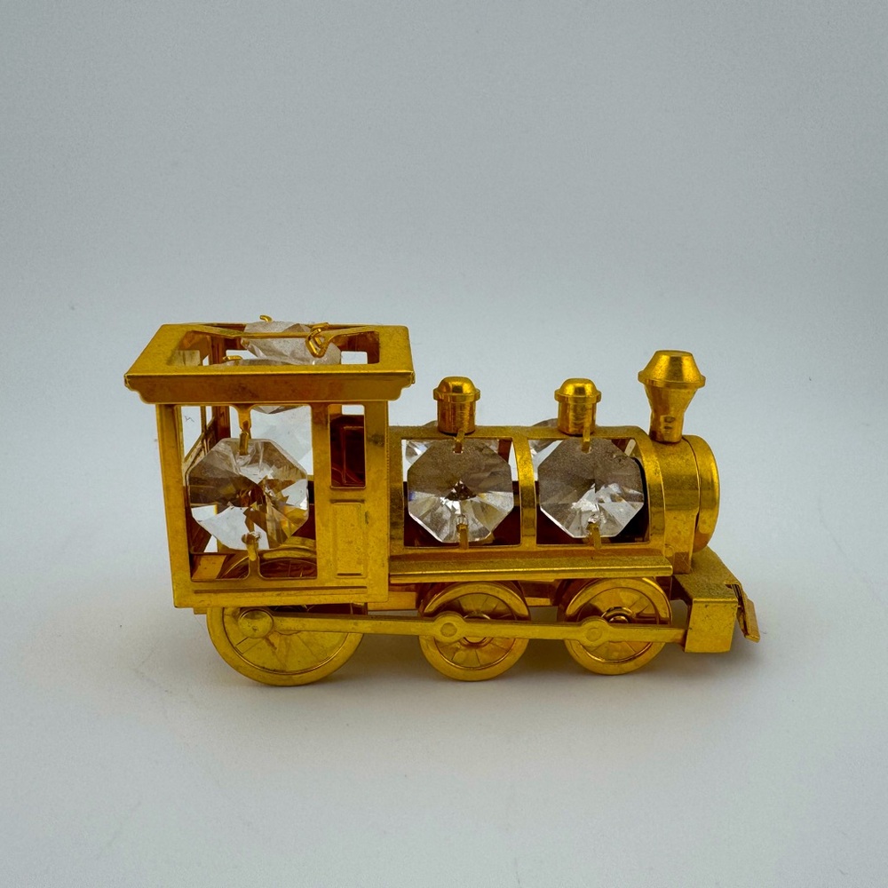 Swarovski Golden Toy Train with Crystal Accents Collectible